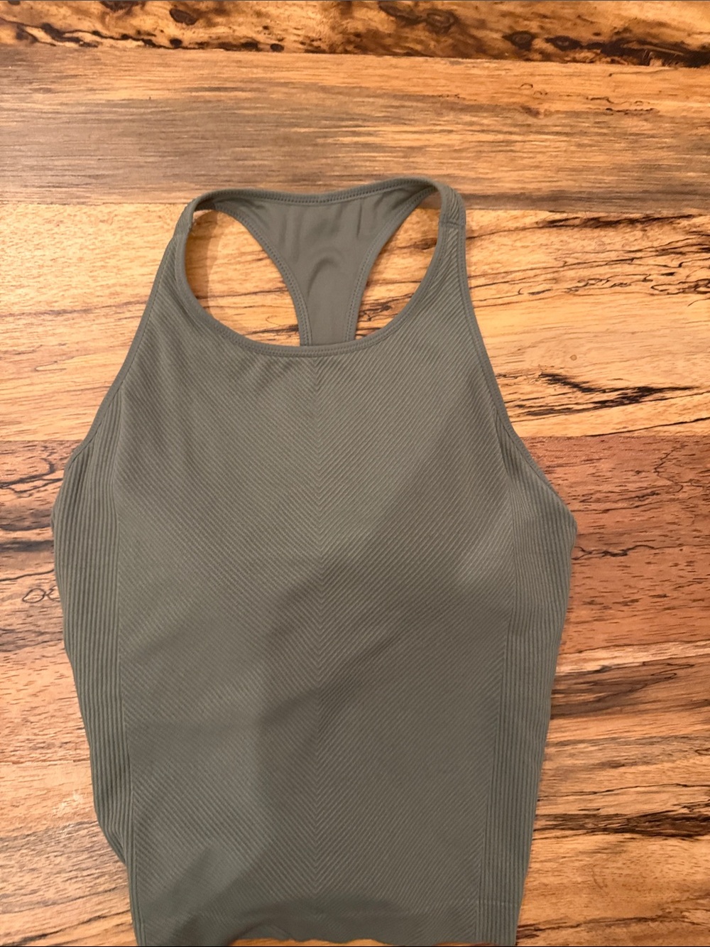 Olive Ribbed Racerback Tank Top - Women